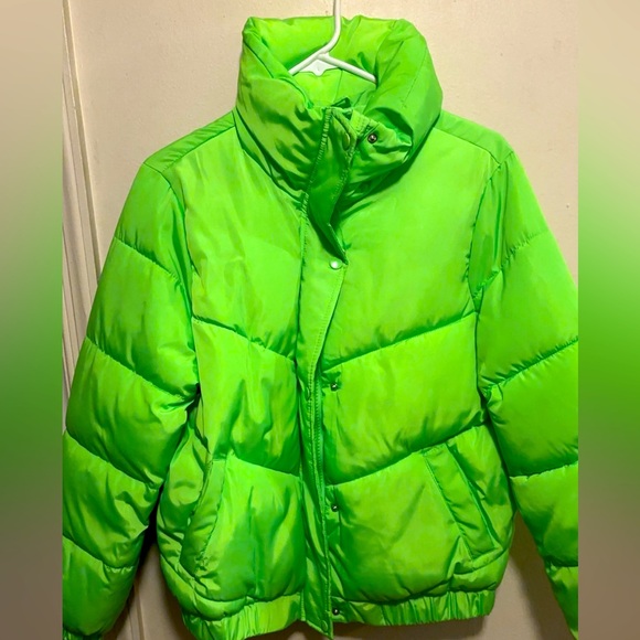 Hot Kiss Jackets & Blazers - Fun lime green puffer jacket